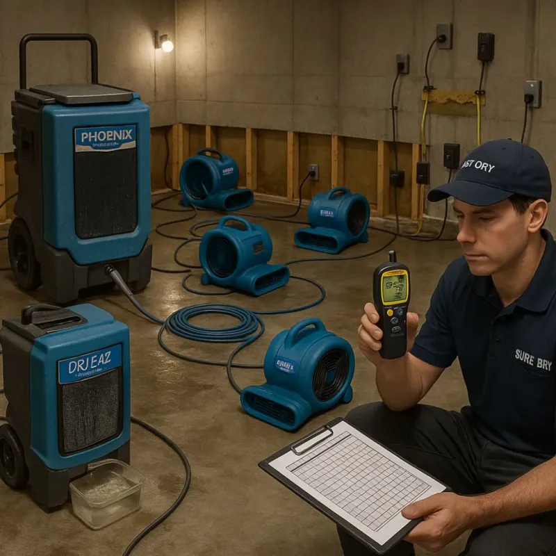 Structural Drying and Dehumidification process in Westphalia, MD
